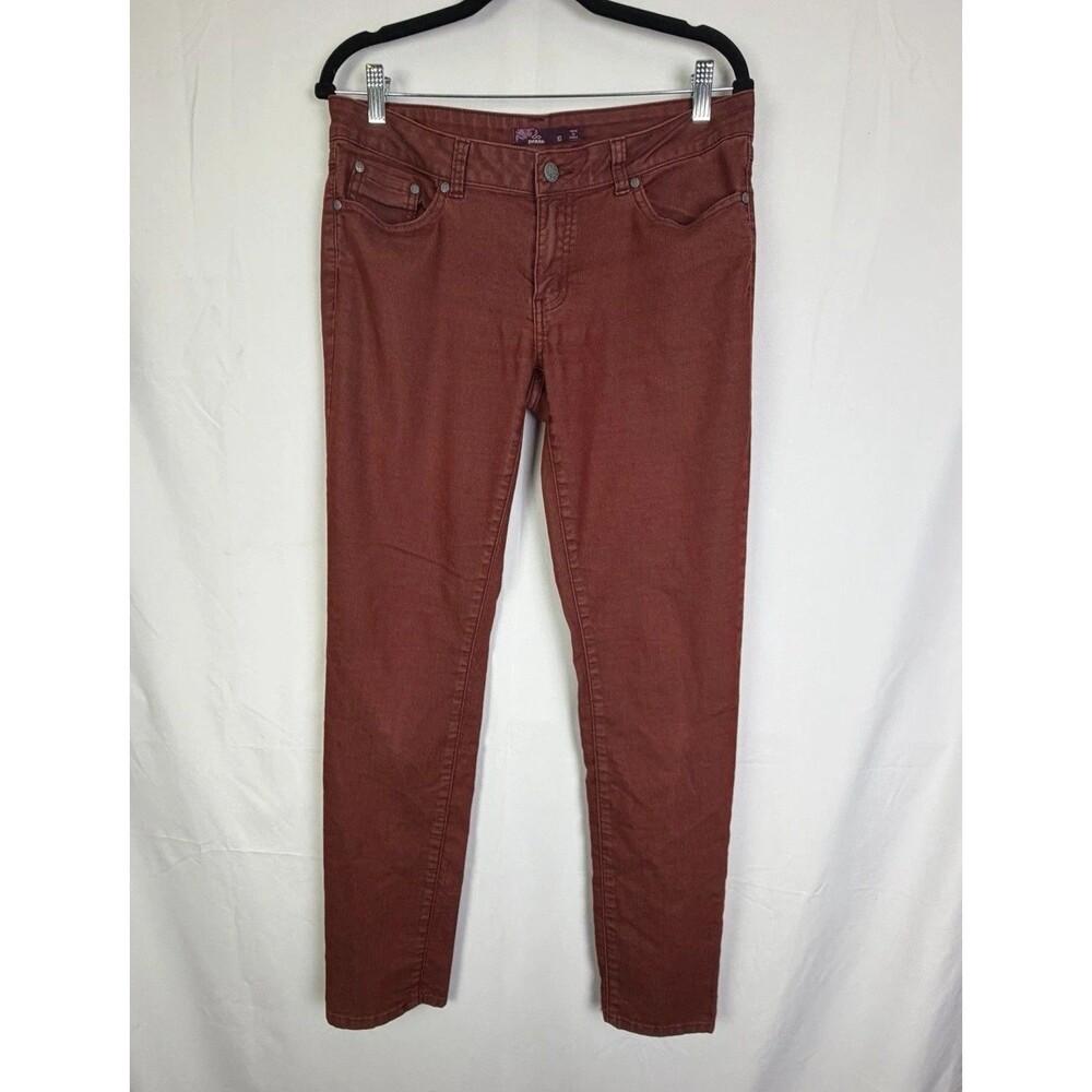 prAna Women's Size 10 Skinny-Straight Legged Jeans Burnt Orange Cotton EUC
